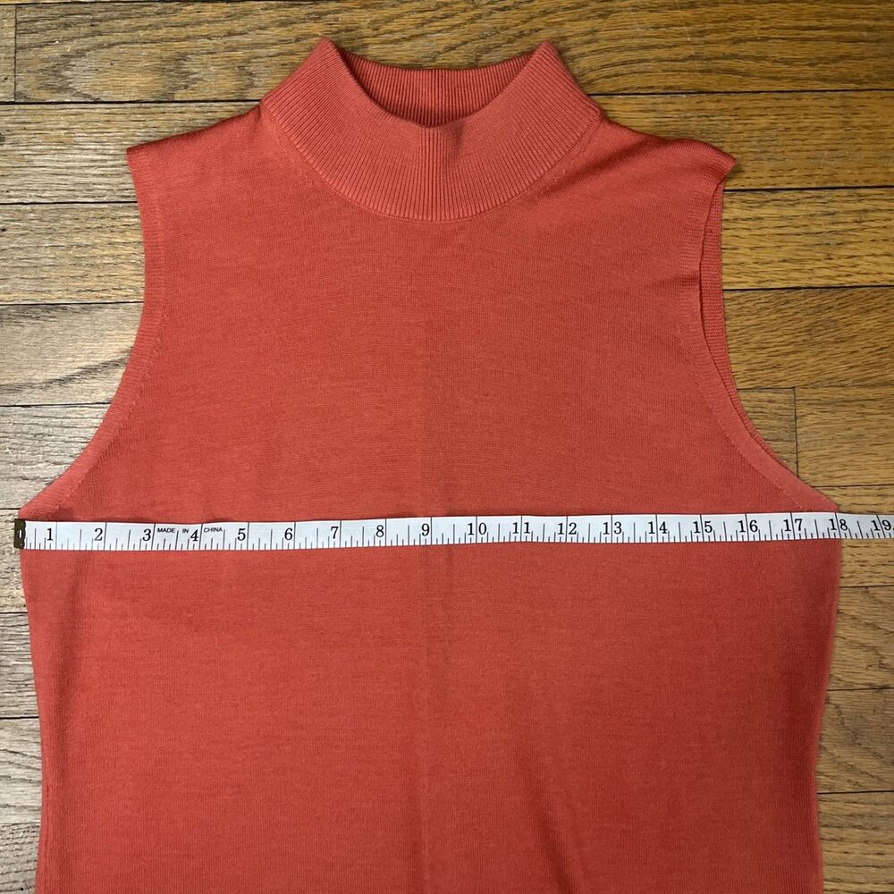 Doncaster Womens Size Large 100% Wool Orange Mock Neck Sleeveless Sweater - Picture 6 of 9